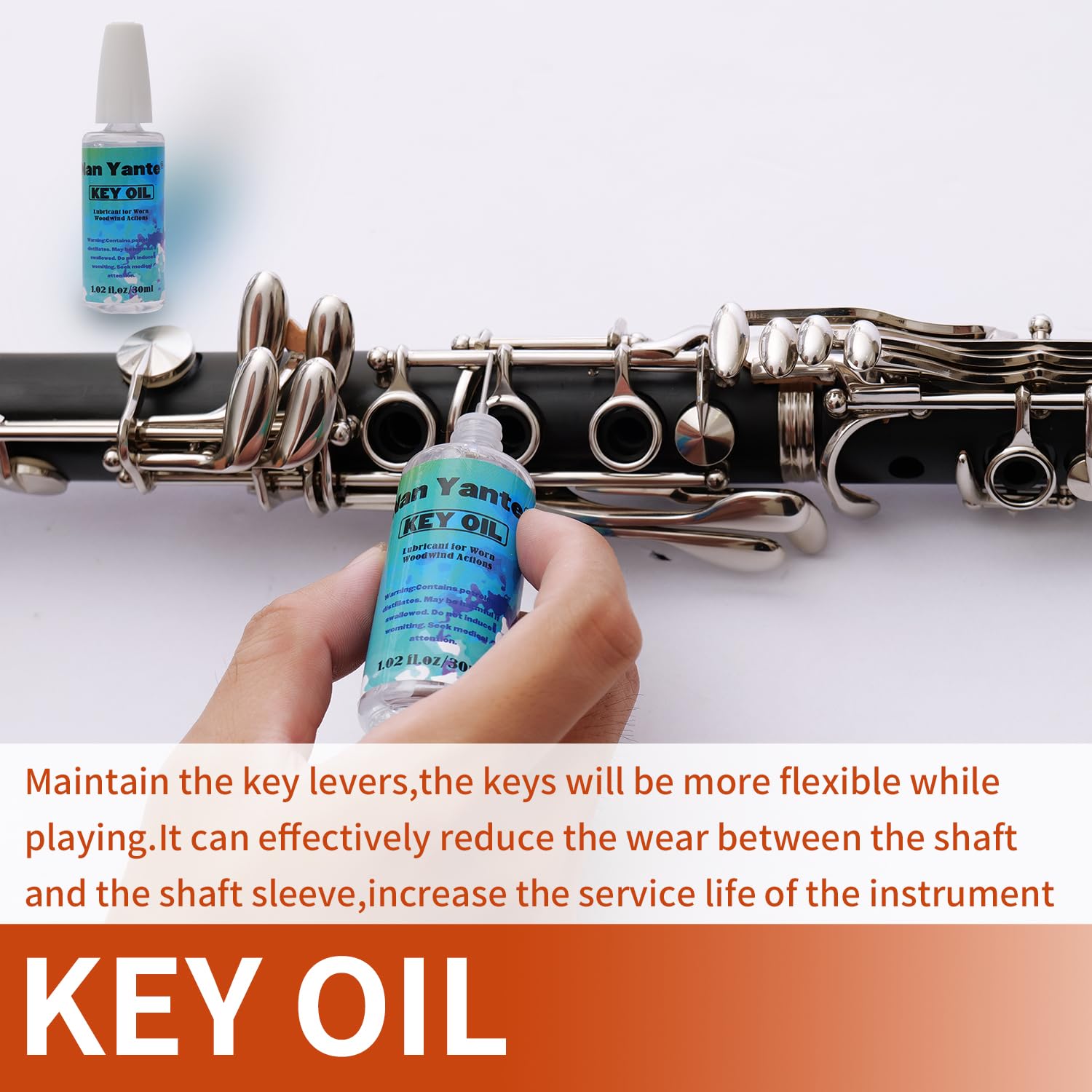 Nan Yante Clarinet Cleaning Care Kit:Key oil+Mouthpiece/Dust Brush+Cleaning Cloth+Cleaning Swab+Thumb Rest+Cork Grease+Mouthpiec